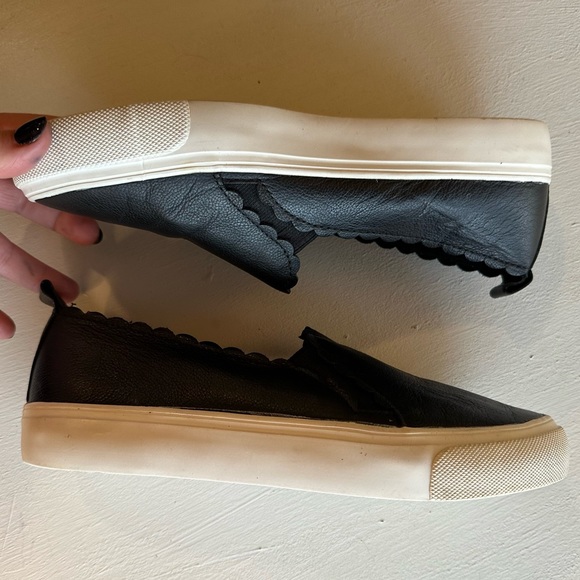 Crown Vintage Thilanna Slip On Sneaker Scallop Trim Black Leather Size 7 - Picture 10 of 14